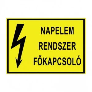 Napelem rendszer főkapcsoló – tábla vagy matrica A3 A4 A5 méretben