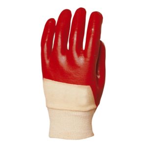 MÁRTOTT PVC KESZTYŰ, PIROS, SZELLŐZŐ KÉZHÁTTAL – Méret: 10