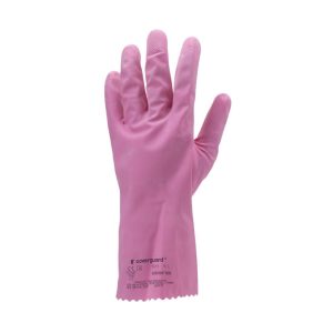 HTG RÓZSASZÍN GUMIKESZTYŰ, 30CM/0,4MM, BOLYHOZOTT BELSŐ – Méret: Xl