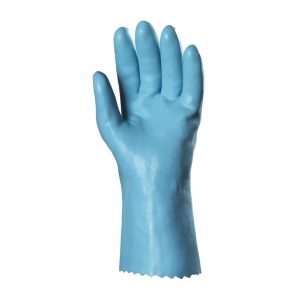 MÁRTOTT KÉK GUMIKESZTYŰ, SAVÁLLÓ, 30CM/1,3MM, PAMUT BELSŐ – Méret: 9