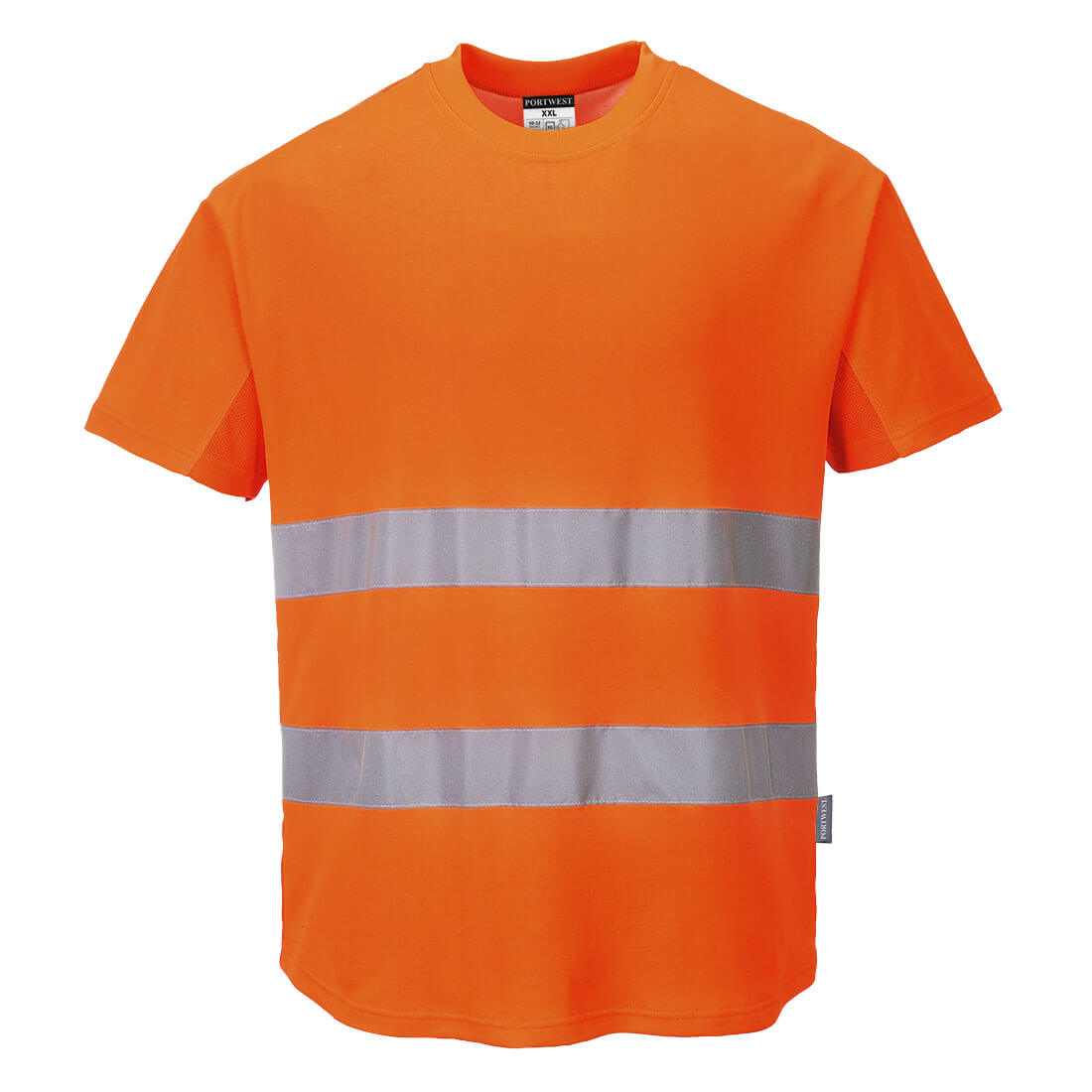 Hi-Vis pamut póló pamut hálós betétes póló S/S – Szín: Narancs, Méret: Xxxl