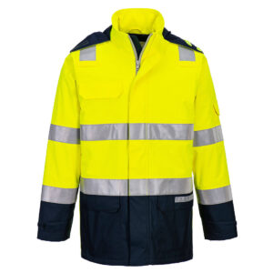 Bizflame Rain+ Hi-Vis Light Arc lángálló kabát – Szín: Sarga-navy, Méret: Xxxl