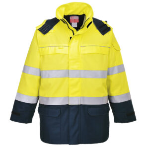 Bizflame Rain+ Hi-Vis Arc lángálló kabát – Szín: Sarga-navy, Méret: Xxl