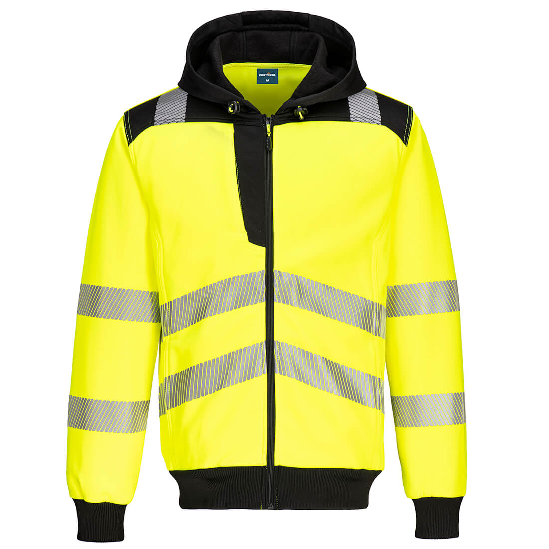 PW3 Hi-Vis zippzáras kapucnis pulóver – Szín: Sarga-fekete, Méret: Xxxl
