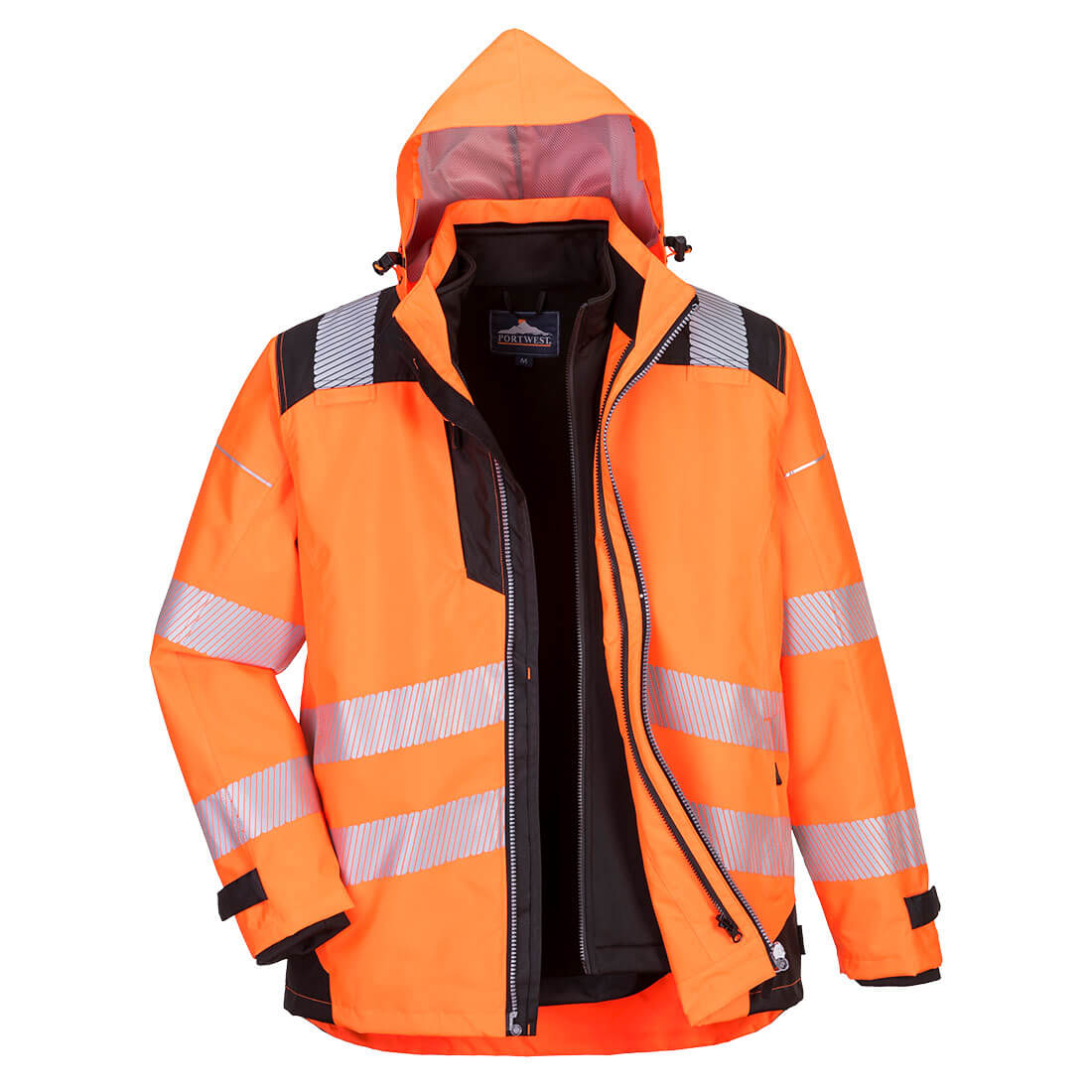PW3 Hi-Vis 3-in-1 kabát – Szín: Narancs-fekete, Méret: Xxxl