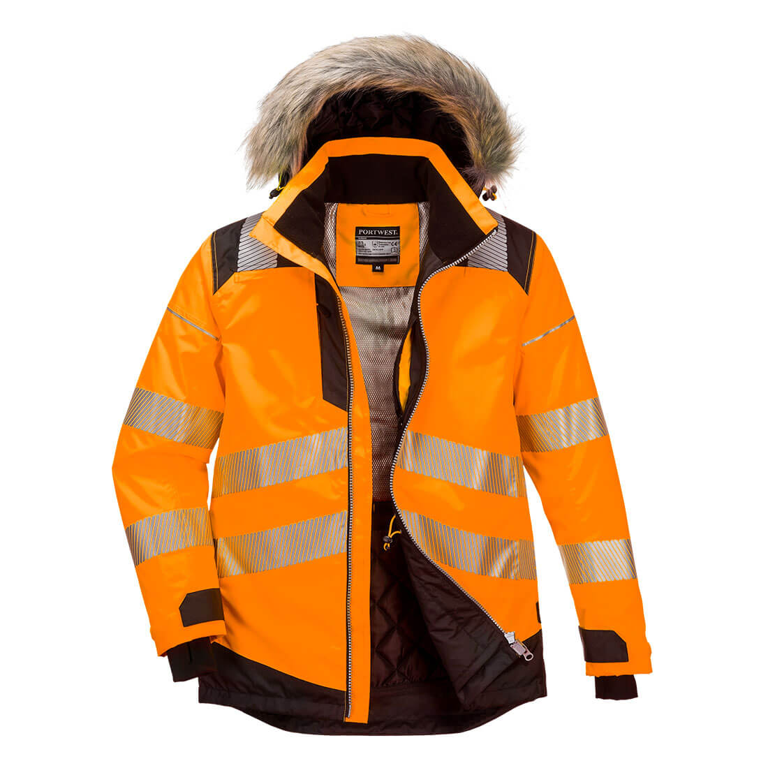 PW3 Hi-Vis Parka télikabát – Szín: Narancs-fekete, Méret: Xxxl