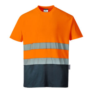 Kéttónusú Cotton Comfort póló – Szín: Narancs-navy, Méret: Xxxl
