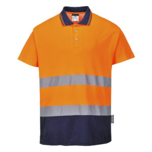 Kéttónusú Cotton Comfort póló – Szín: Narancs-navy, Méret: Xxxl