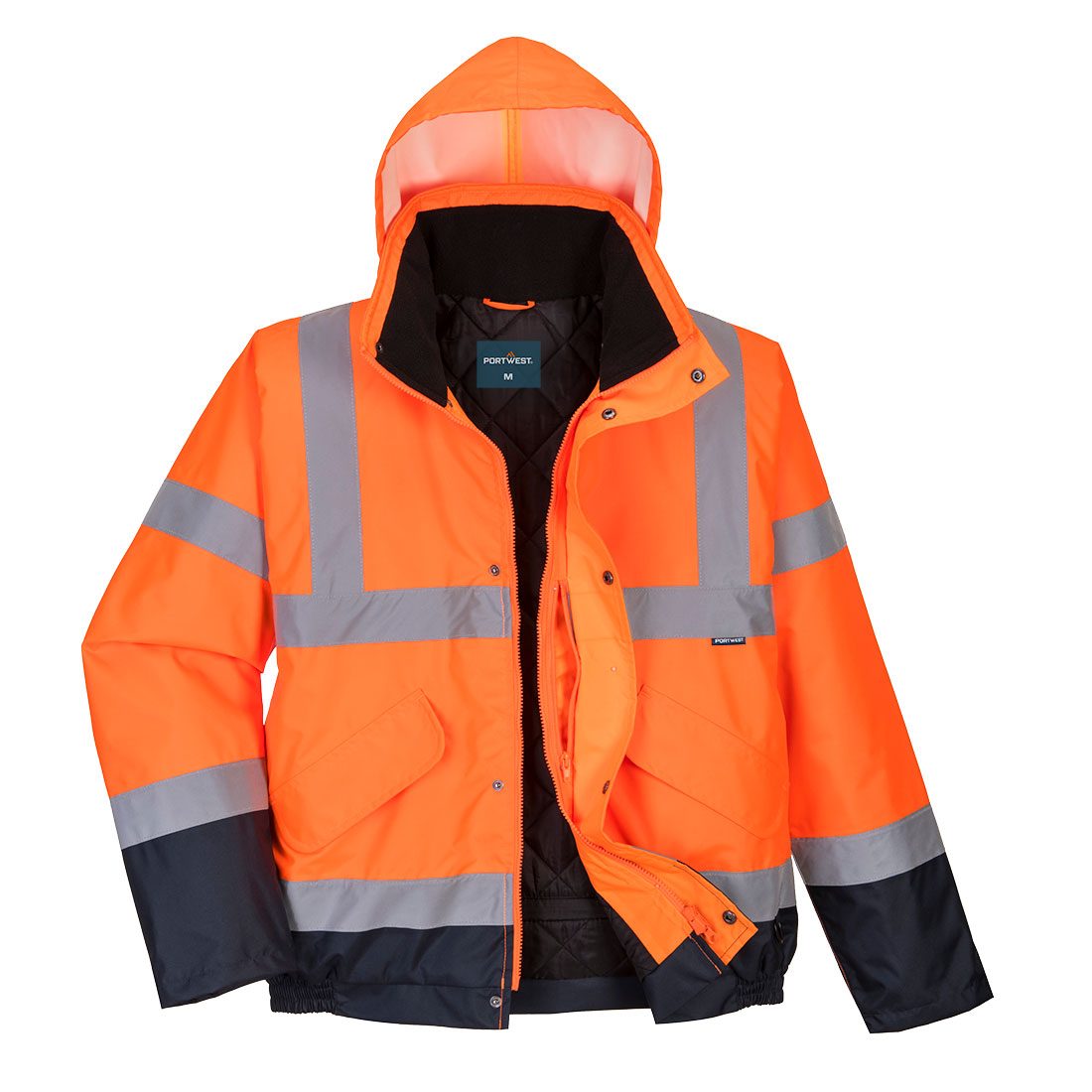 Hi-Vis kéttónusú bomber kabát – Szín: Narancs-navy, Méret: Xxxl