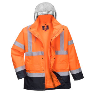Hi-Vis 4 az 1-ben Contrast Traffic kabát – Szín: Narancs-navy, Méret: Xxxl