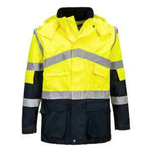 Hi-Vis kéttónusú lélegző kabát – Szín: Sarga-navy, Méret: Xxxl