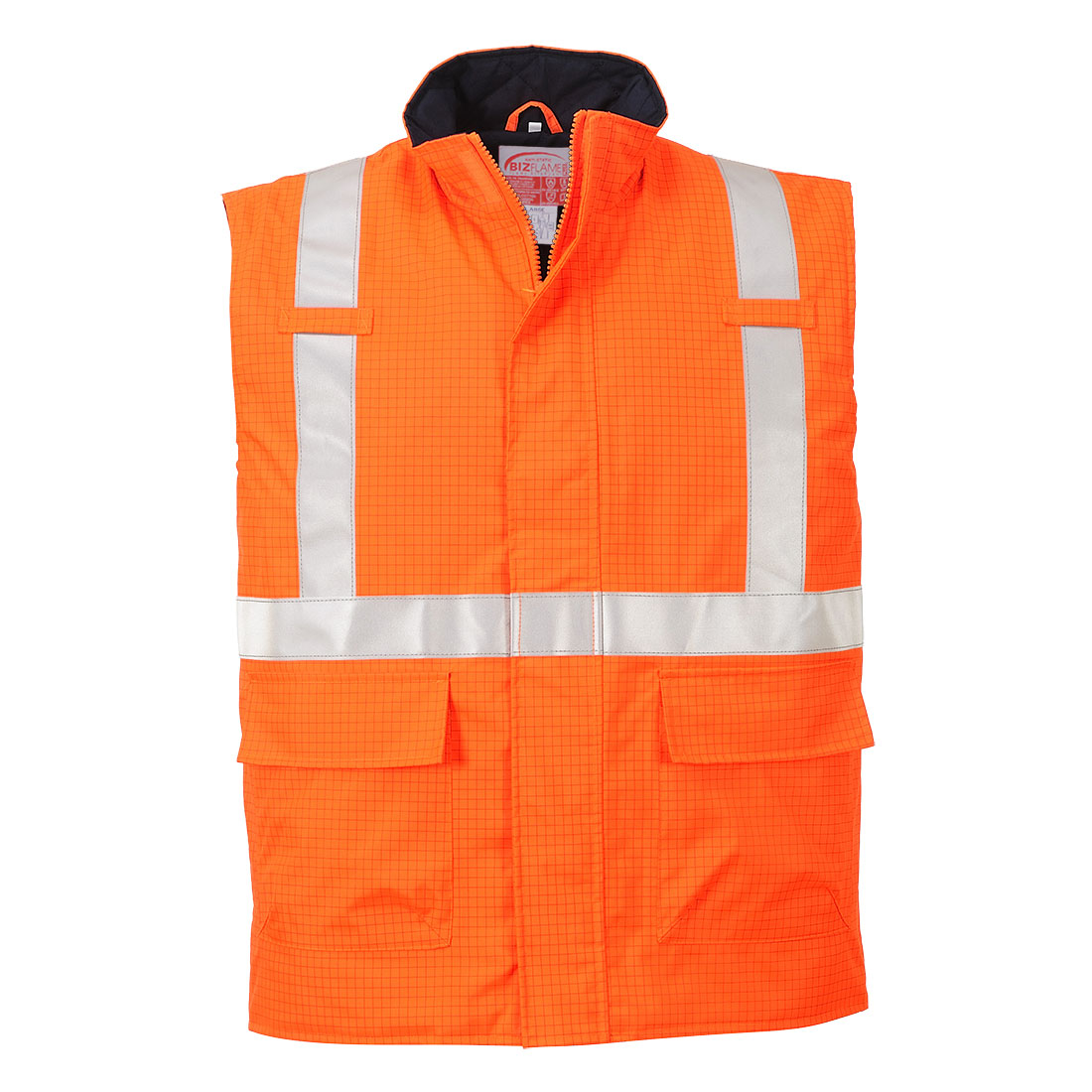 Bizflame Rain Hi-Vis antisztatikus FR lángálló mellény – Szín: Narancs, Méret: Xxxl