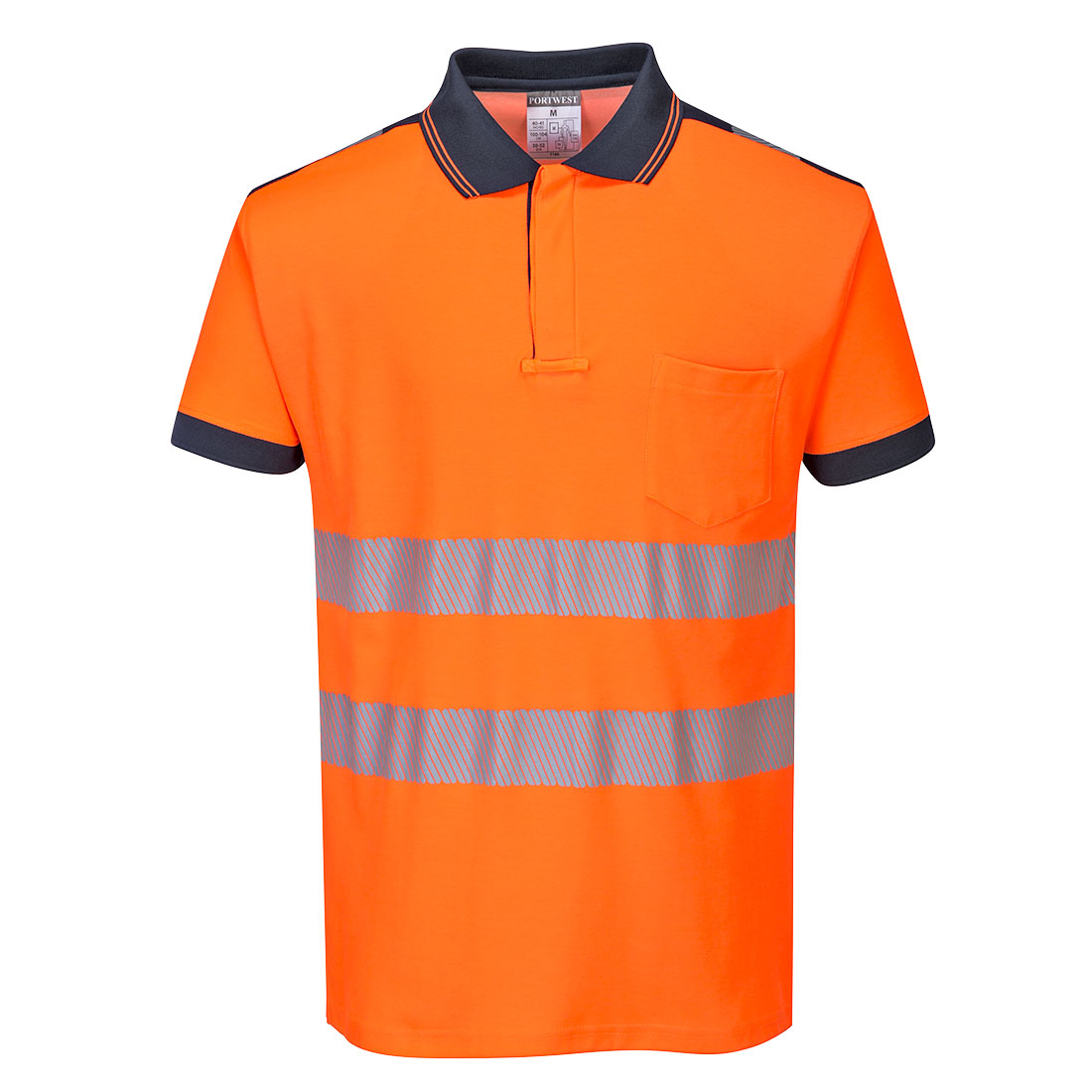 PW3 Hi-Vis pólóing S/S – Szín: Narancs-navy, Méret: Xxxl