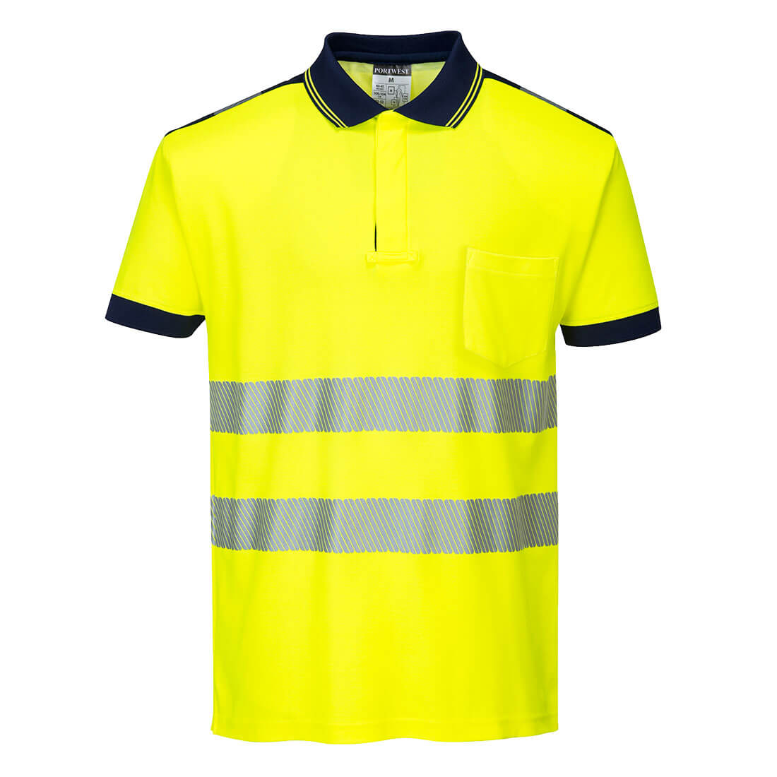 PW3 Hi-Vis pólóing S/S – Szín: Sarga-navy, Méret: Xxxl