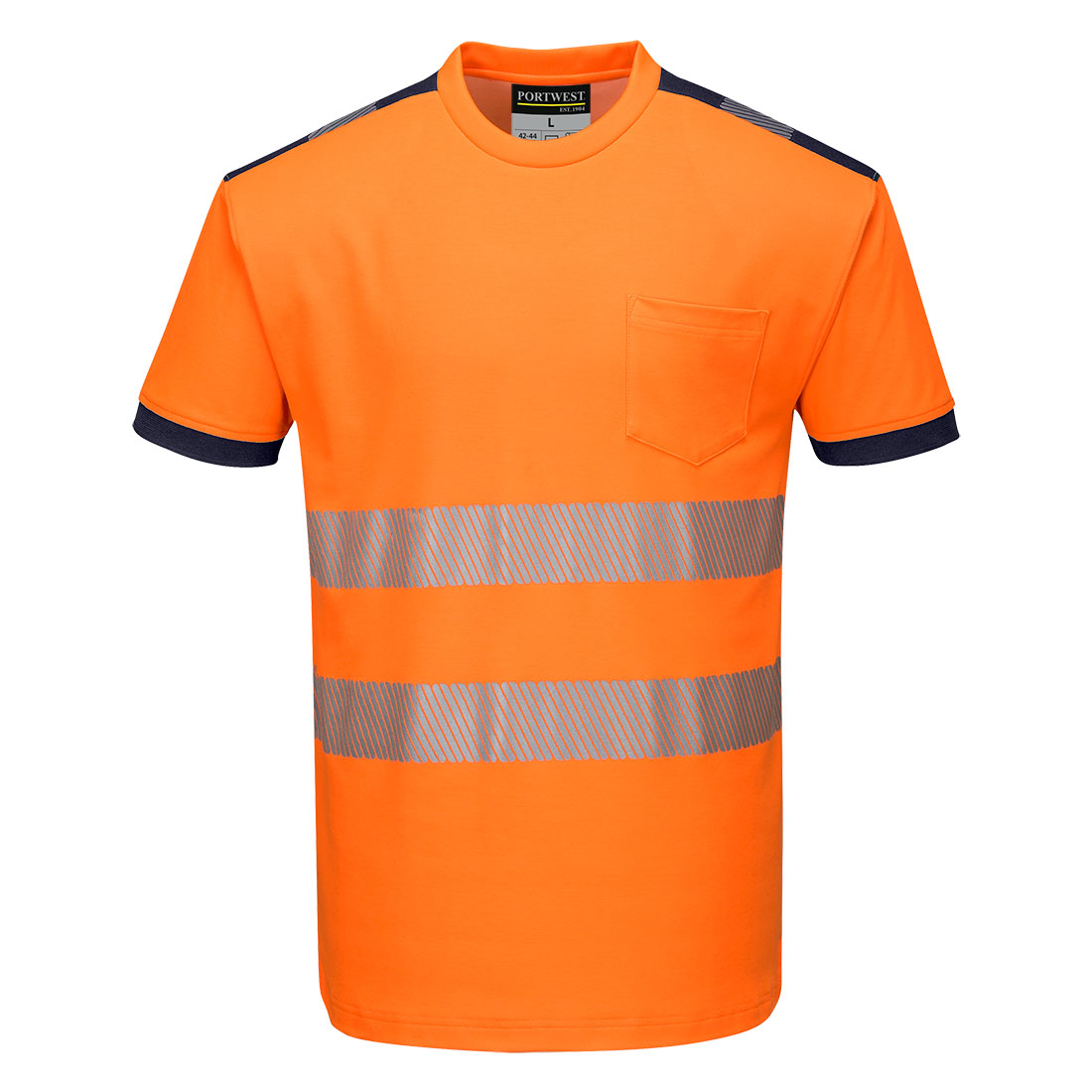 PW3 Hi-Vis póló S/S – Szín: Narancs-navy, Méret: Xxxl