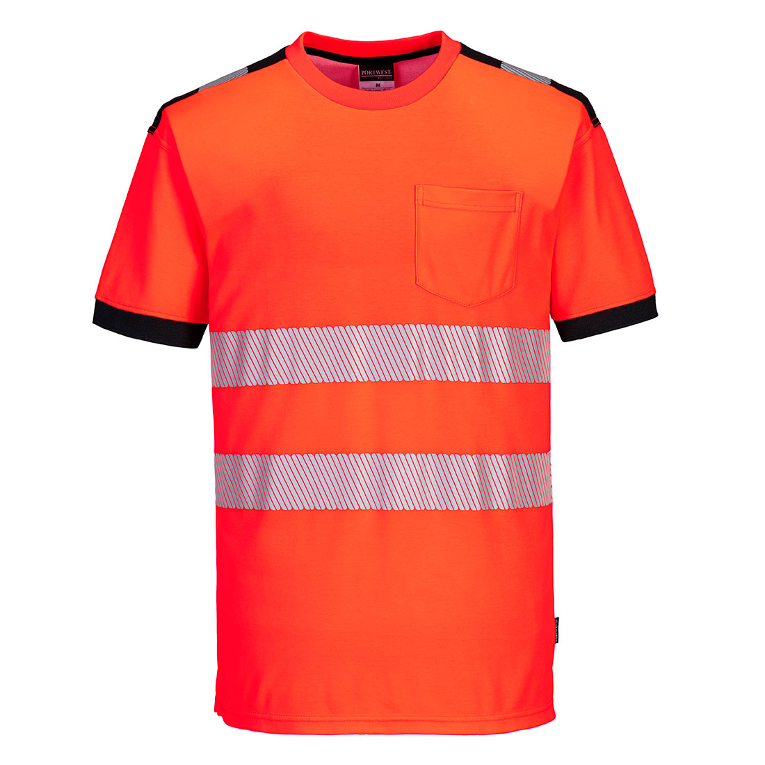 PW3 Hi-Vis póló S/S – Szín: Piros-fekete, Méret: Xxxl
