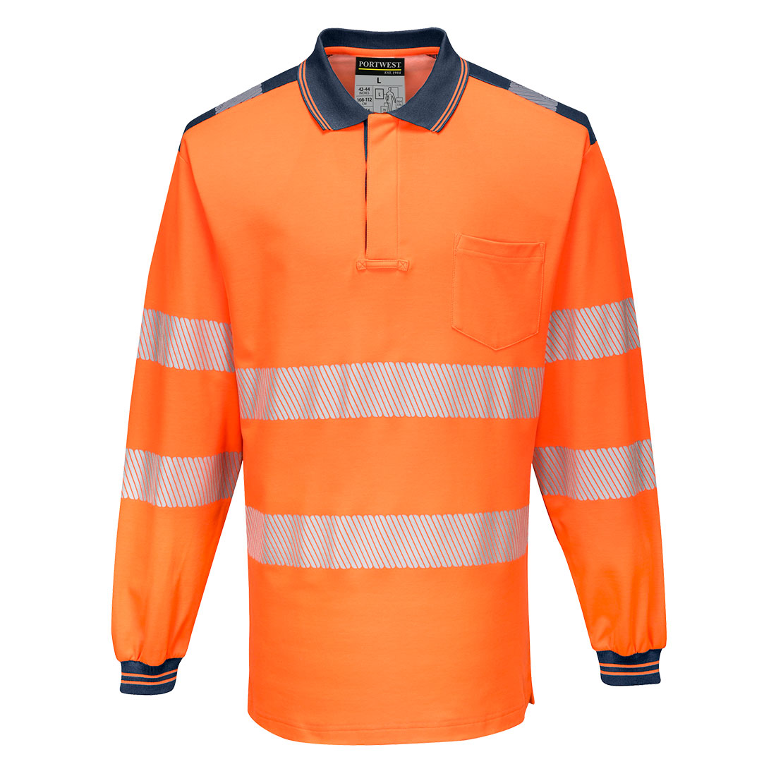 PW3 Hi-Vis hosszú ujjú pólóing – Szín: Narancs-navy, Méret: S
