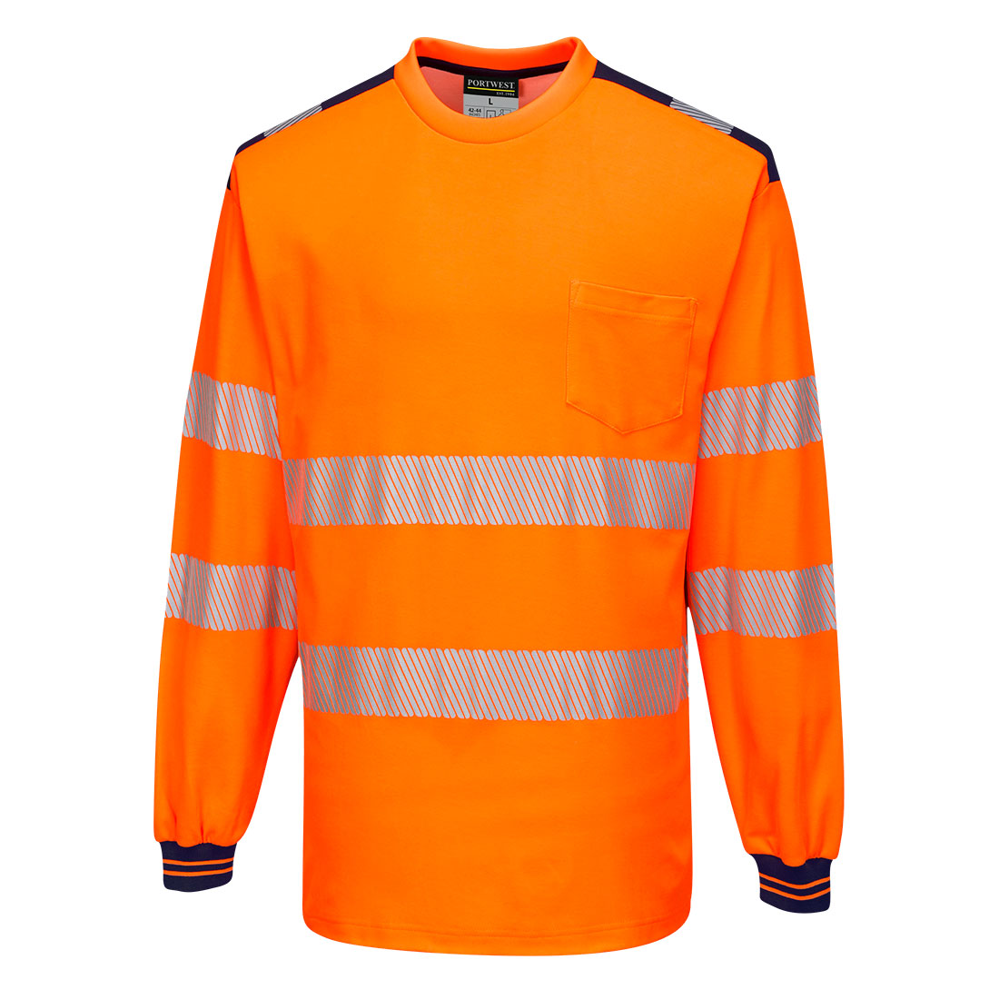 PW3 Hi-Vis hosszú ujjú póló – Szín: Narancs-navy, Méret: Xxxl
