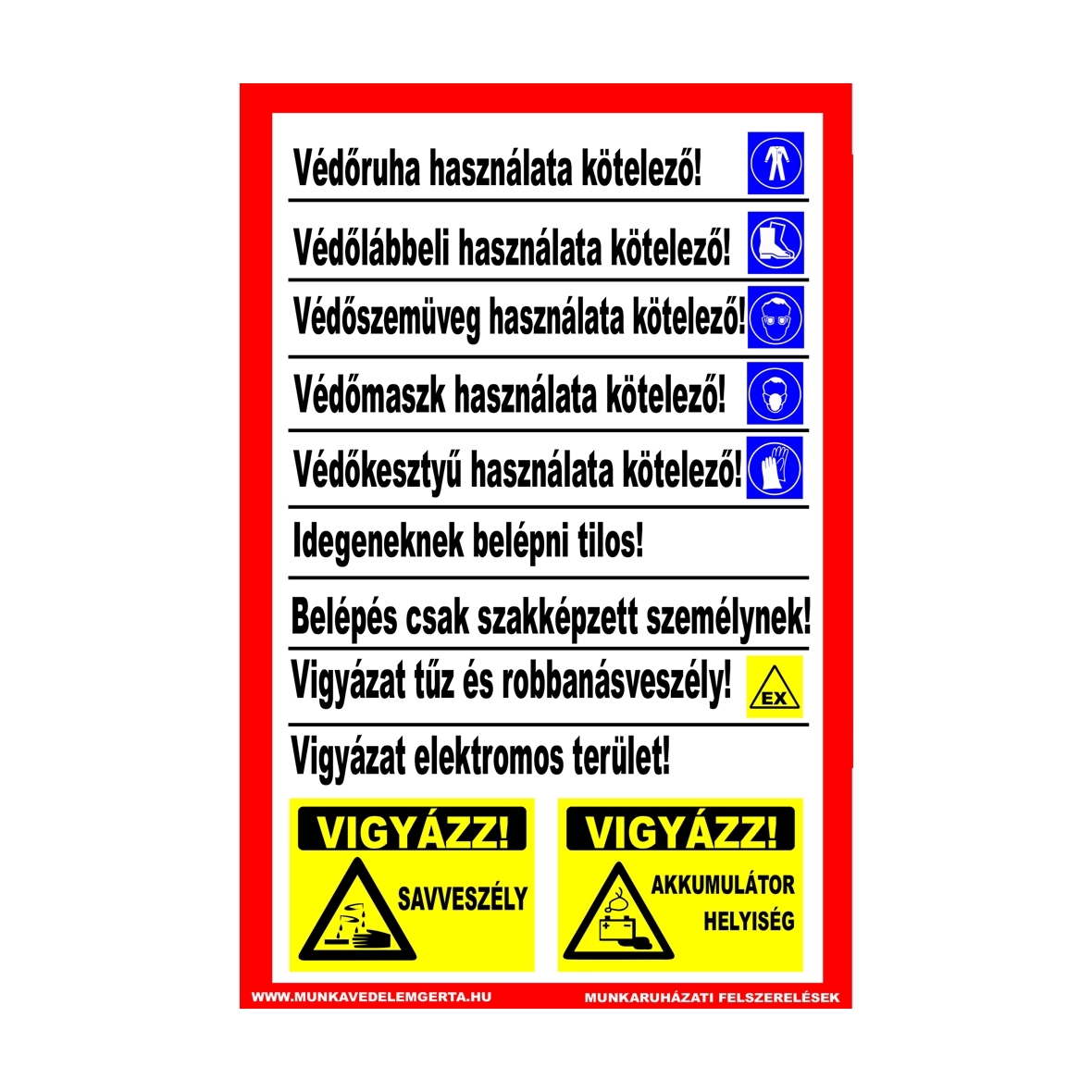 Építési terület szabályzat