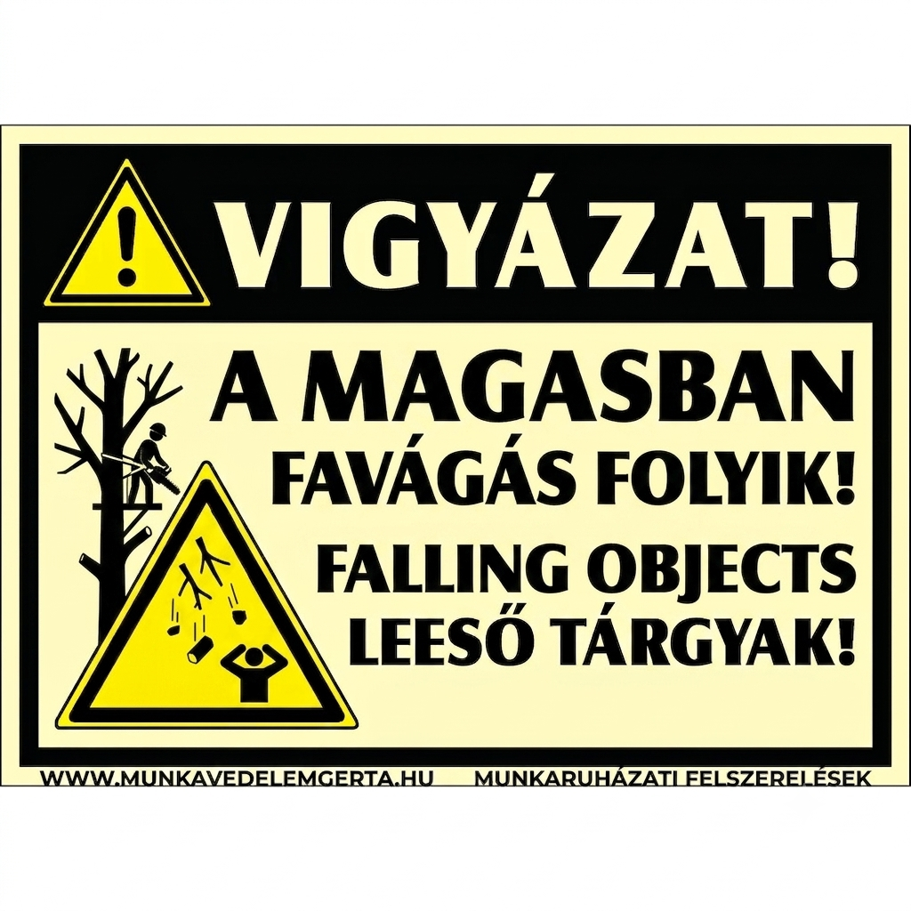 Favágás a magasban tábla vagy matrica